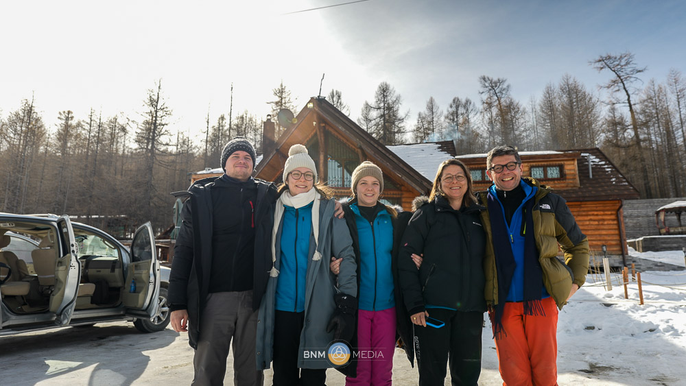 Group of travelers in forest